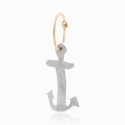 Underwater Anchor Handmade Nautical Hoop Earring, featuring a sterling silver anchor-shaped pendant, crafted by Angela Lago.