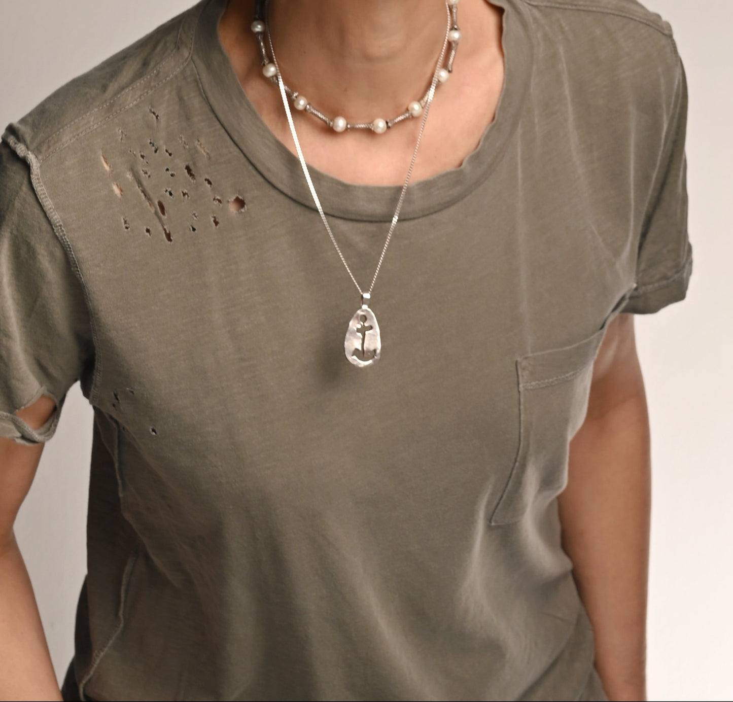 Anchor pendant Nautical jewelry by Angela Lago