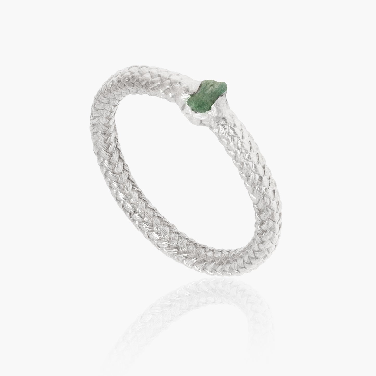 Nautical Handcrafted Rope Ring with raw emerald for Sailors