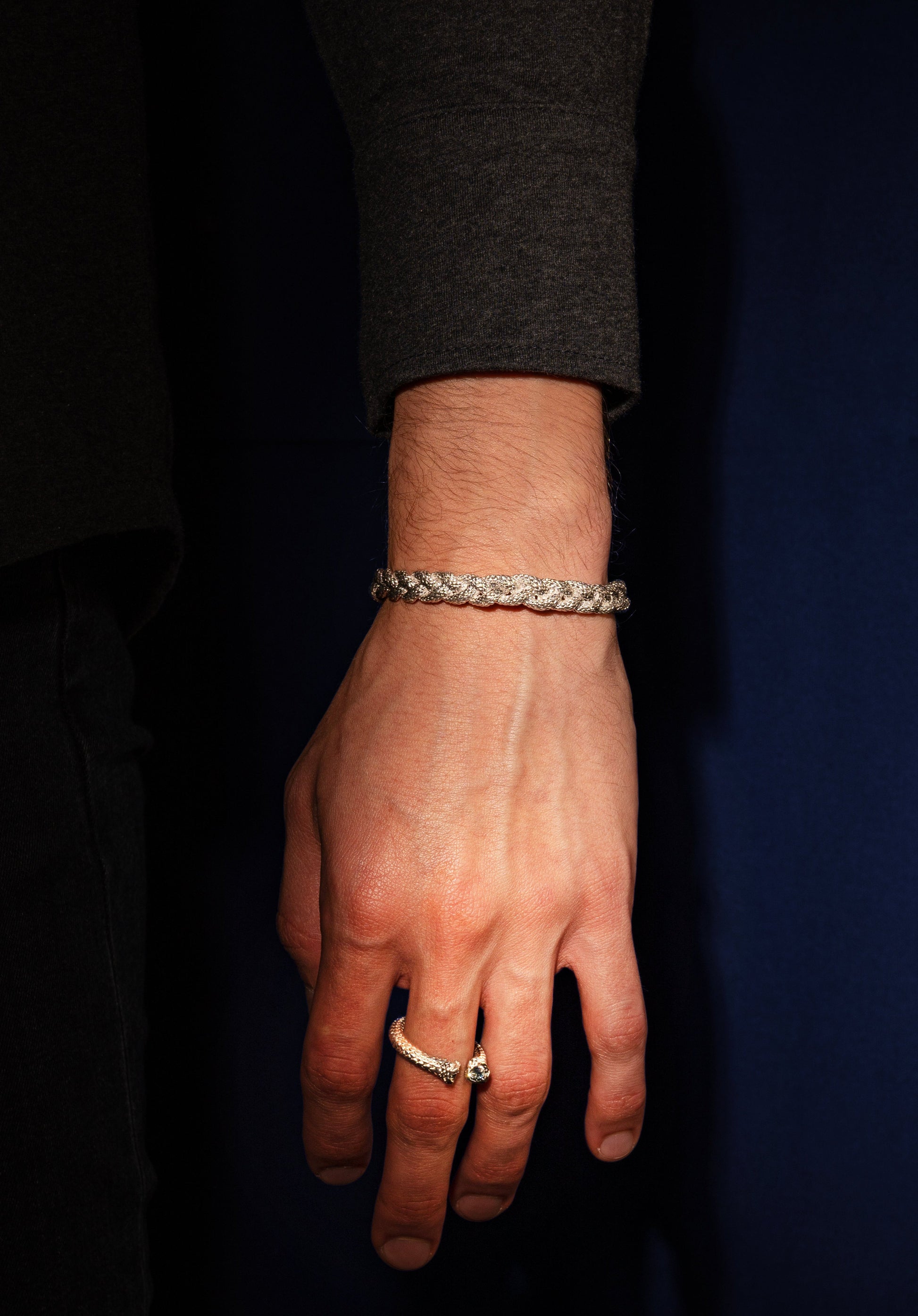 Nautical Bracelet Torque Braid Sterling Silver size S/M