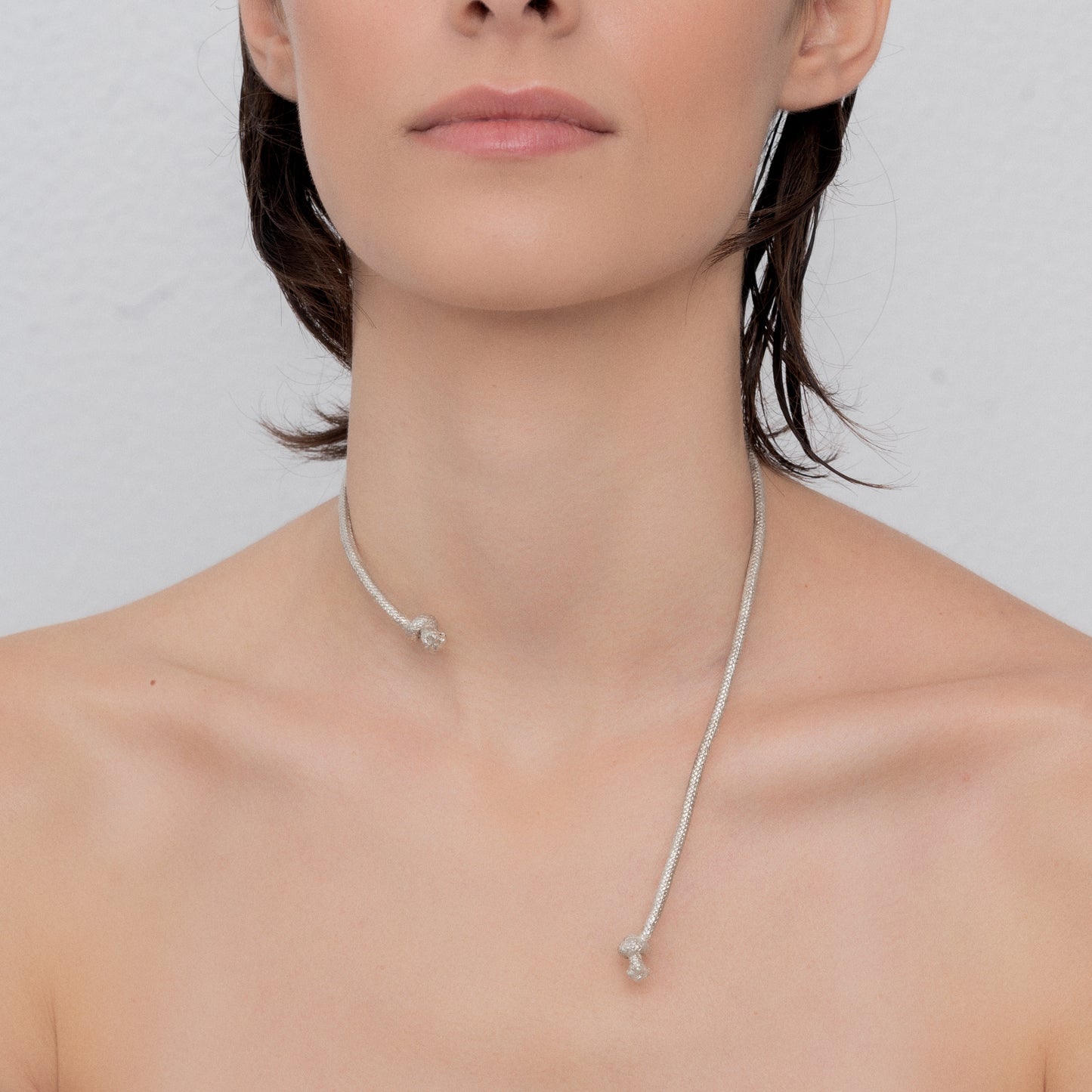 Nautical Silver Rope Asymmetric Choker