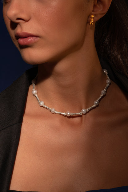 Sterling Choker Seile und Süßwasserperlen